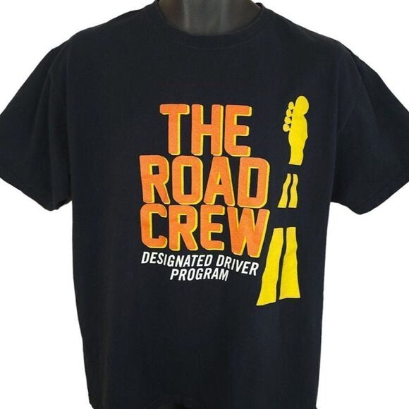 The Road Crew T Shirt Vintage Y2K Designated Driver Program Roadie Mens Large - Picture 1 of 6